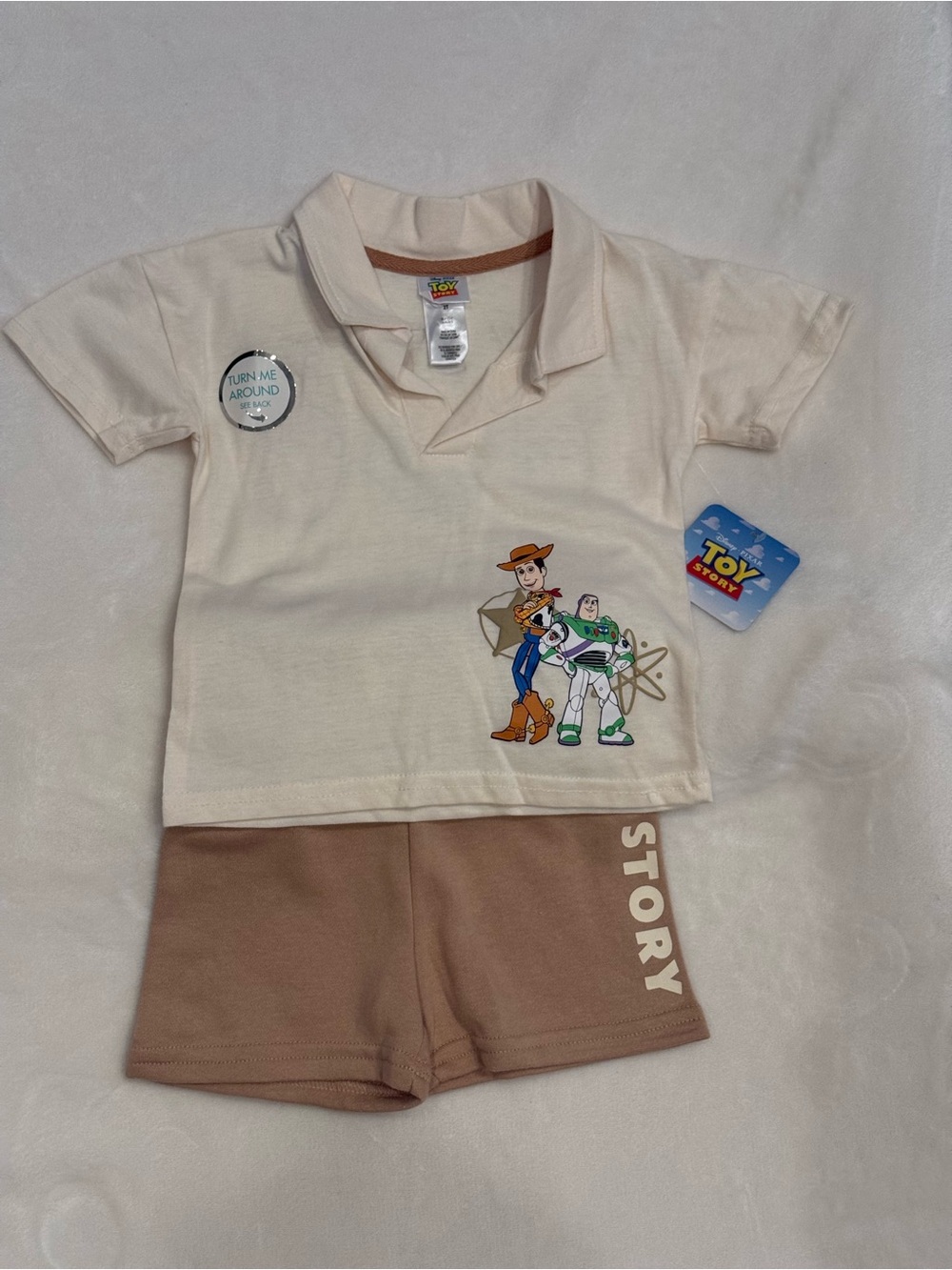 Disney Toy Story Cream & brown Kids Tee & shorts set NWT multiple sizes avail.